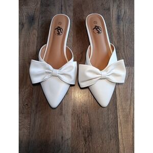 Trary Mules For Women Flats Bow Pointed Toe Slip On‎ 7.5 Nwb
